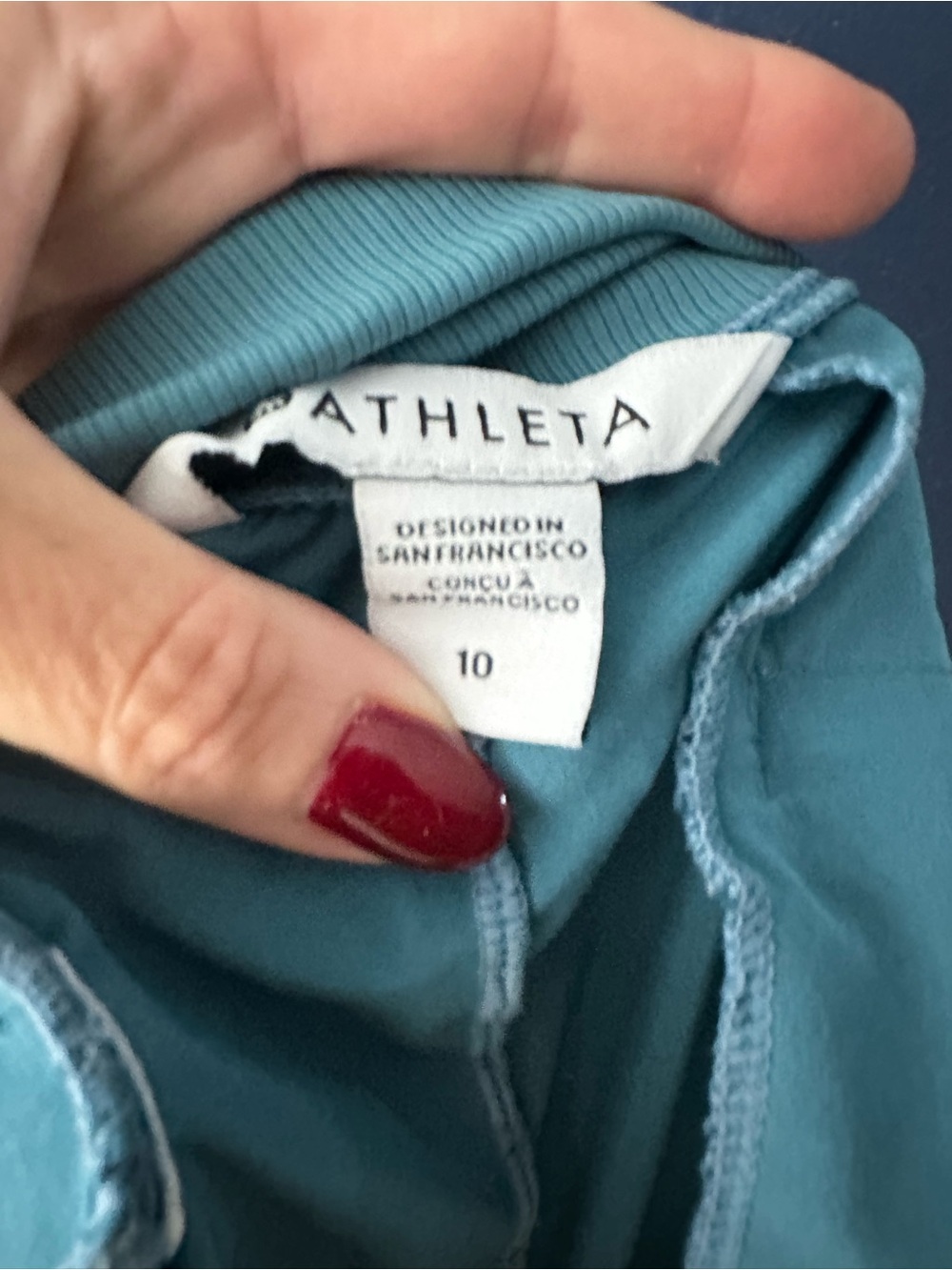 Athleta Women's Teal Shorts Size 10 Zip Pocket Ribbed Waist Athletic - Picture 7 of 7